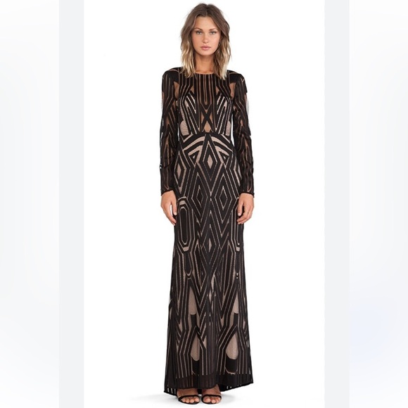 BCBGMAXAZRIA Chakra long sleeve gown sz 4 - Picture 1 of 16